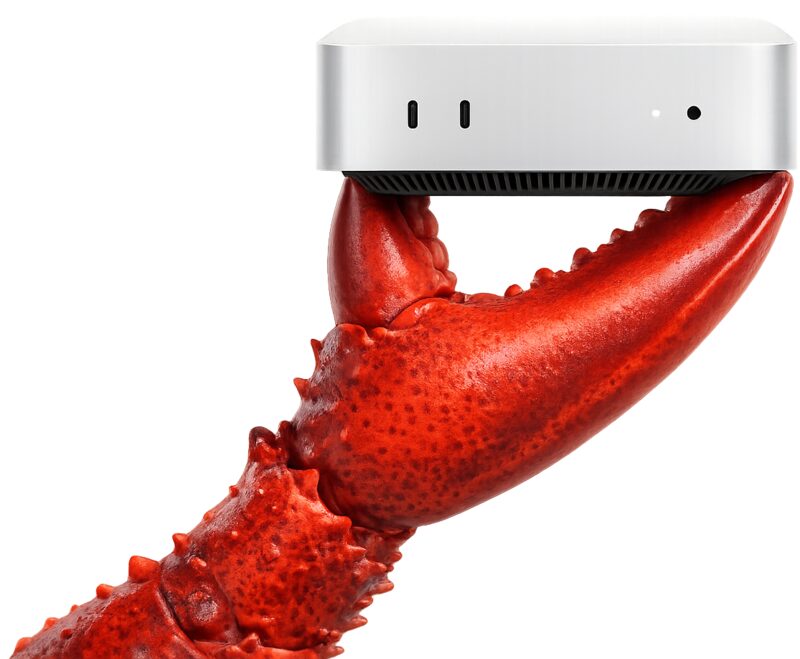 カニのハサミがMac miniを掴むMac Clawのシンボルイメージ